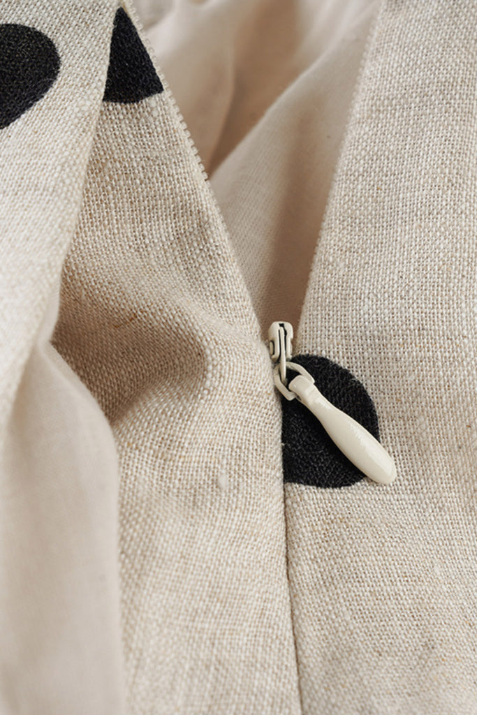 100 Linen Embroidered Polka Dot A-Line Midi Skirt  Fibflx