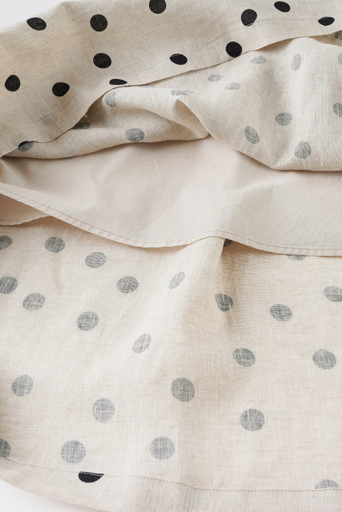 100 Linen Embroidered Polka Dot A-Line Midi Skirt  Fibflx