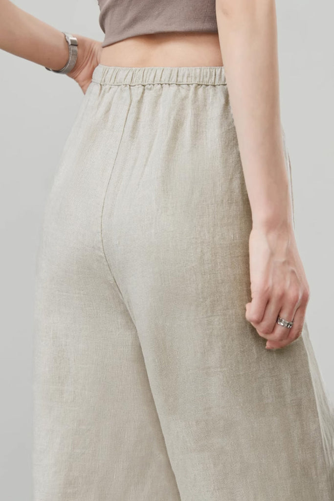 100 Linen Pull-On Wide-Leg Pants  Fibflx