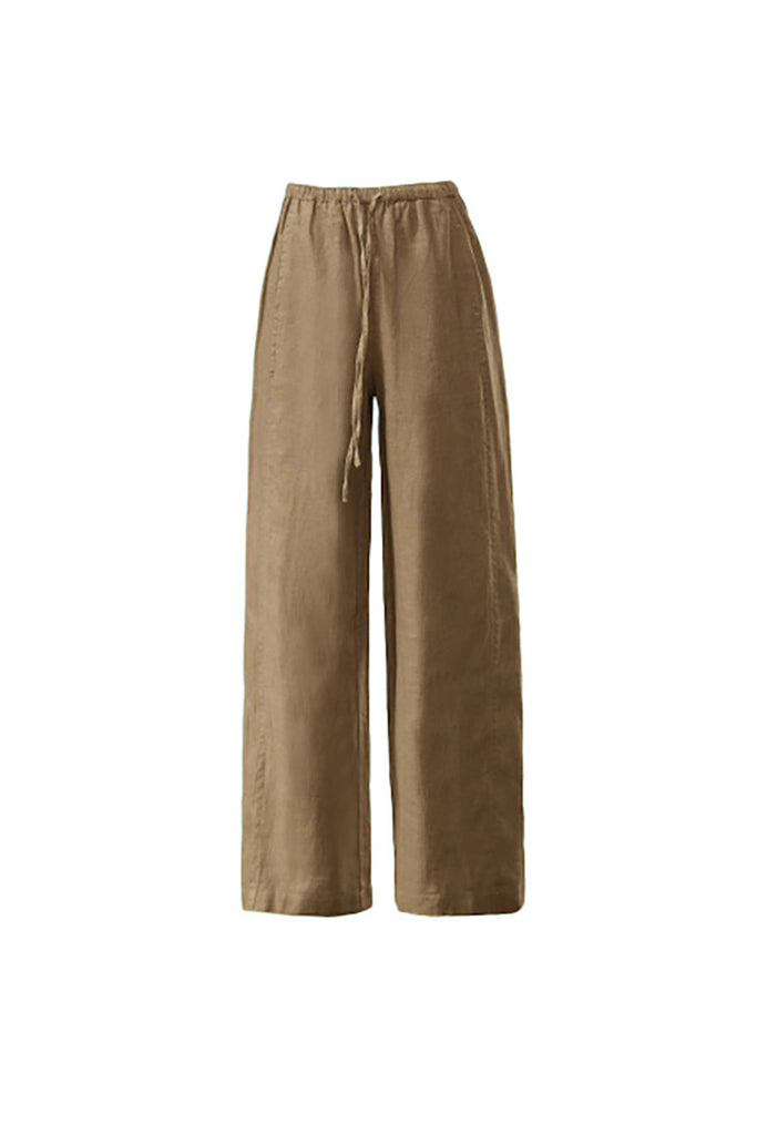 100 Linen Pull-On Wide-Leg Pants  Fibflx