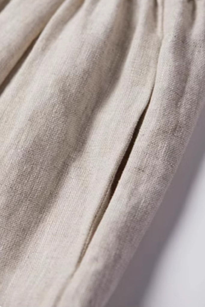 100 European Linen Wide-Leg Drawstring Pants  Fibflx