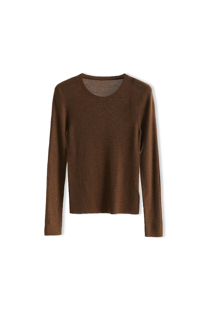 100 Merino Wool Cozy Cloud Crew-Neck Sweater M / Chocolate Brown / 100% Merino Wool Fibflx