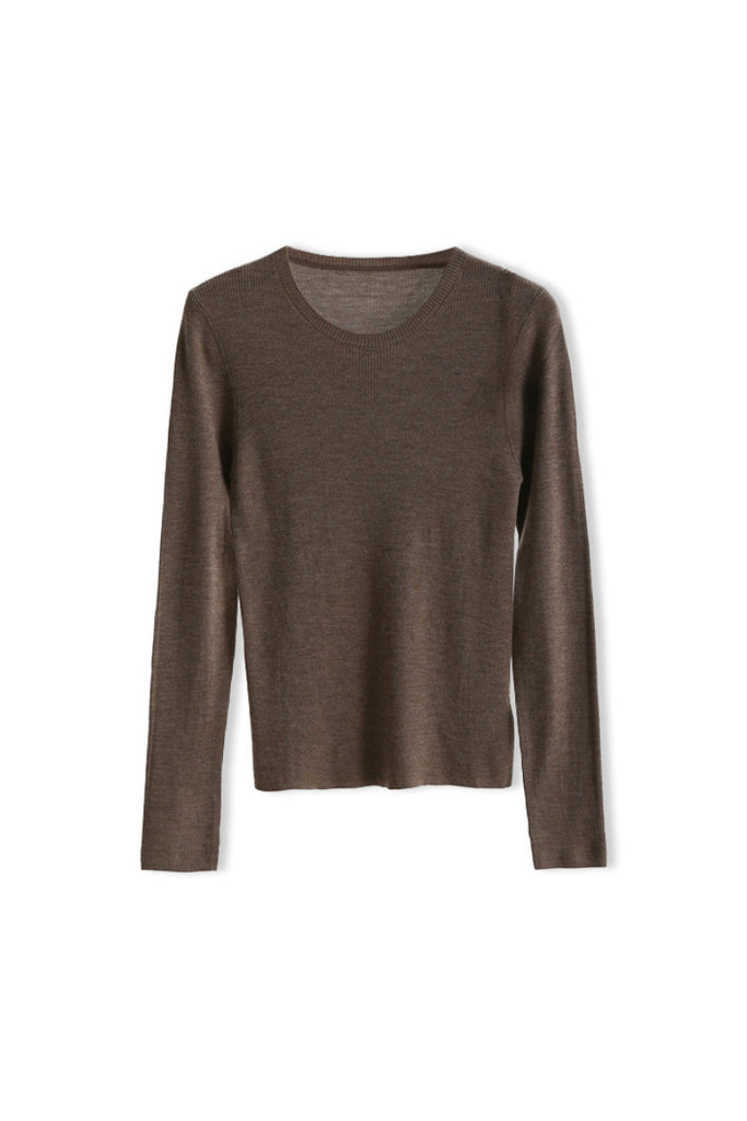 100 Merino Wool Cozy Cloud Crew-Neck Sweater M / Espresso Brown / 100% Merino Wool Fibflx