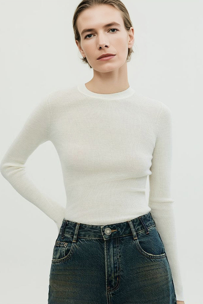 100 Merino Wool Cozy Cloud Crew-Neck Sweater  Fibflx