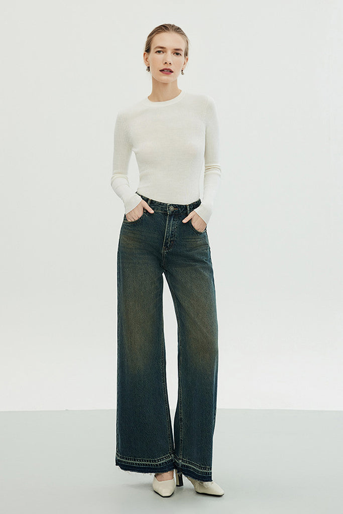 100 Merino Wool Cozy Cloud Crew-Neck Sweater  Fibflx