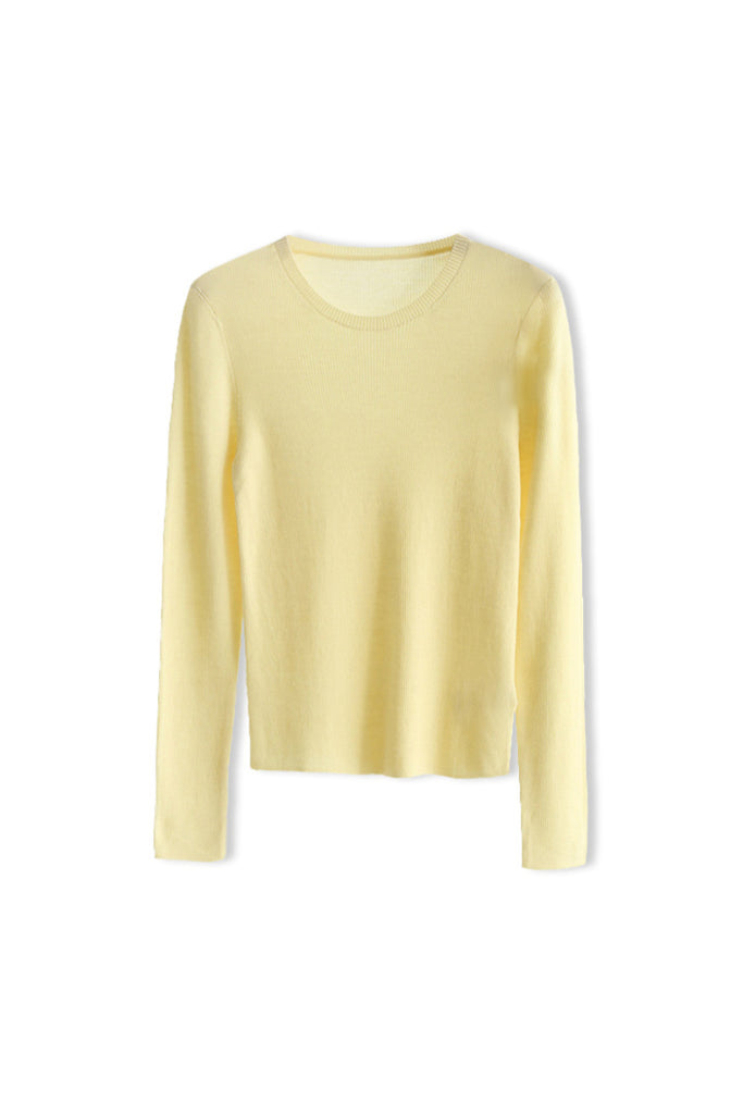 100 Merino Wool Cozy Cloud Crew-Neck Sweater M / Pale Yellow / 100% Merino Wool Fibflx