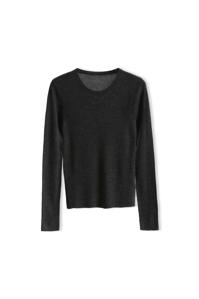 100 Merino Wool Cozy Cloud Crew-Neck Sweater M / Stone Grey / 100% Merino Wool Fibflx