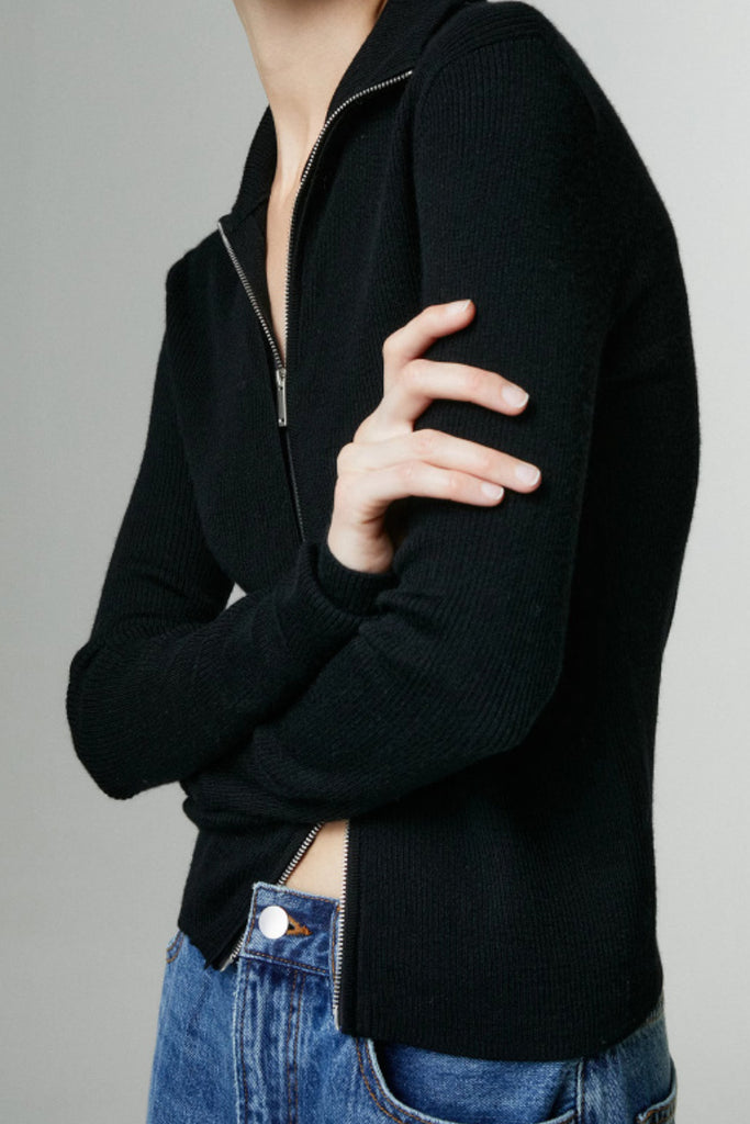 100 Merino Wool Cozy Cloud Double-Zip Cardigan With Collar  Fibflx