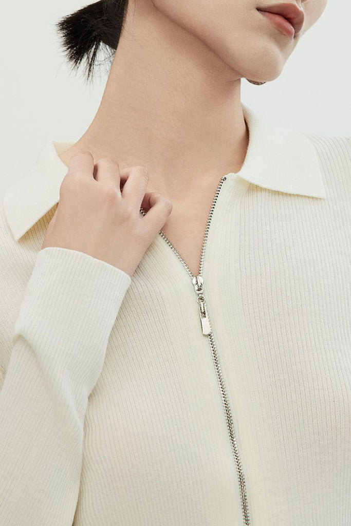 100 Merino Wool Cozy Cloud Double-Zip Cardigan With Collar  Fibflx