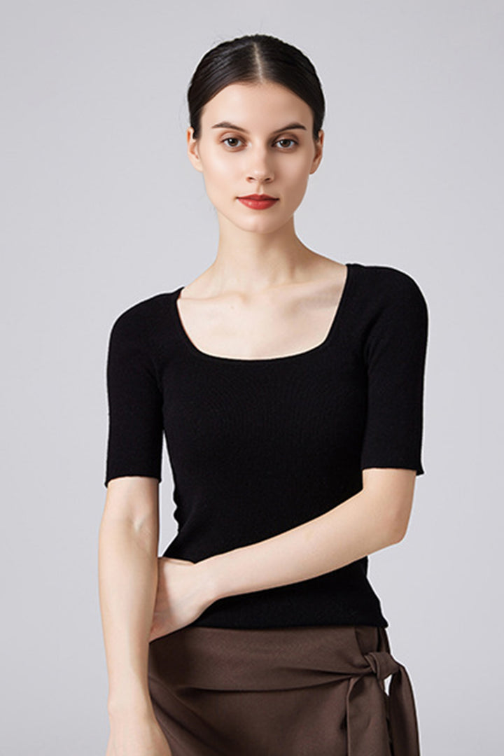 100 Merino Wool Slim-Fit Square-Neck Knit T Shirt  Fibflx
