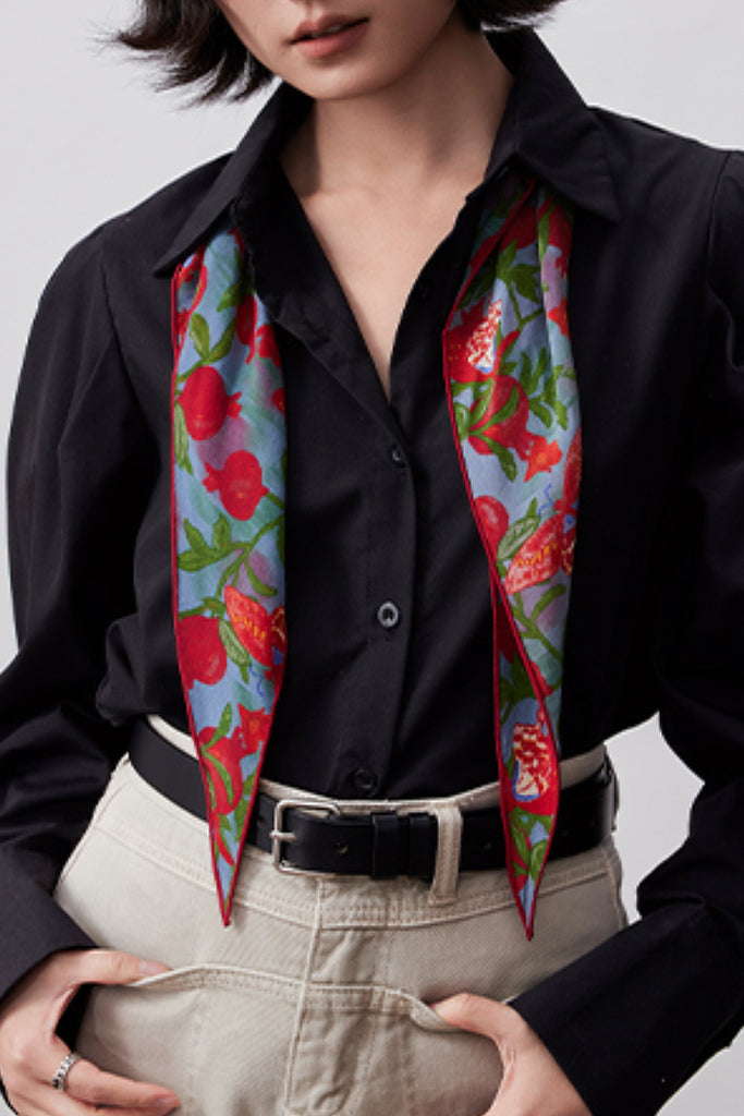 100 Mulberry Silk Floral Print Diamond Neckerchief Scarf  Fibflx