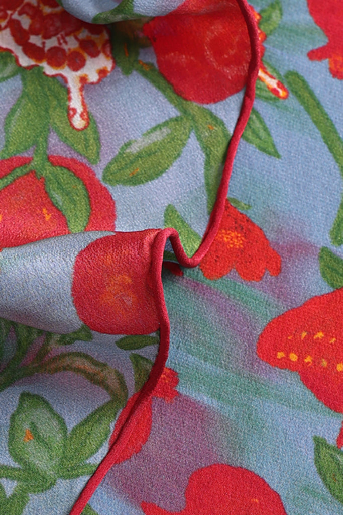 100 Mulberry Silk Floral Print Diamond Neckerchief Scarf  Fibflx