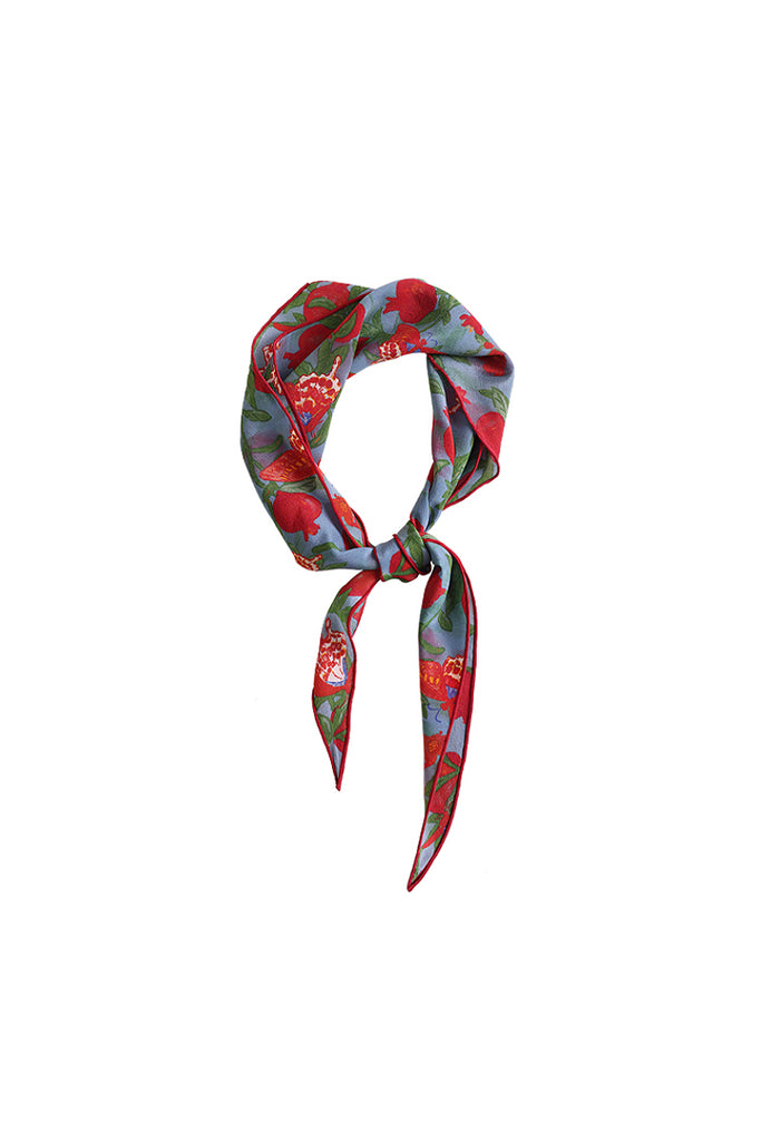 100 Mulberry Silk Floral Print Diamond Neckerchief Scarf  Fibflx