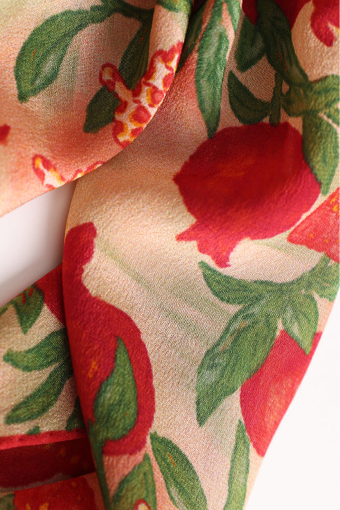 100 Mulberry Silk Floral Print Diamond Neckerchief Scarf  Fibflx