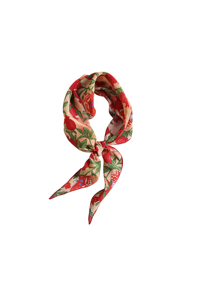 100 Mulberry Silk Floral Print Diamond Neckerchief Scarf  Fibflx