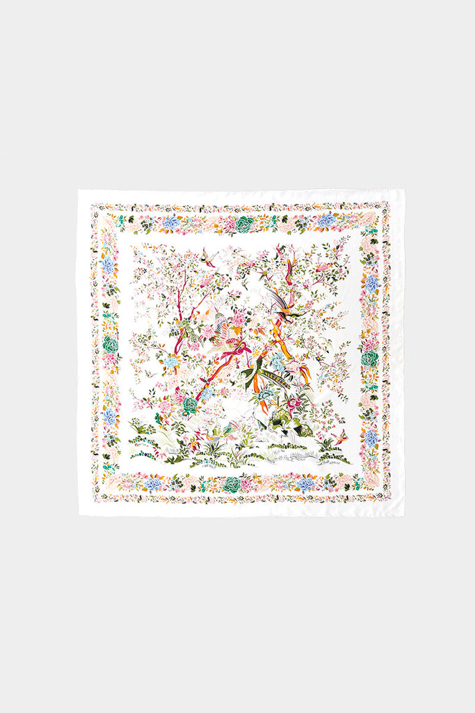 100 Mulberry Silk Floral Square Scarf - Fibflx