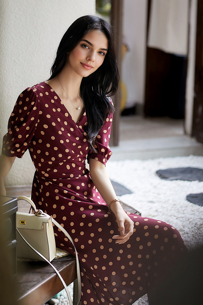 red ruffle dress asos LILYSILK Women's Crepe de Chine Flattering Vintage Halter Silk Dress Red Polka Dot Size 0