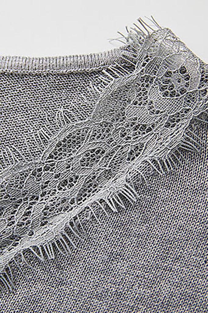 100 Organic Cotton V-Neck Lace-Trim Cardigan  Fibflx