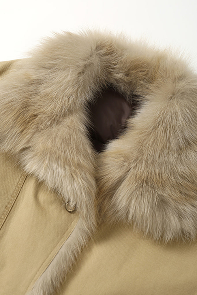 100 White Goose Down Parka with Genuine Fox Fur Collar  Fibflx