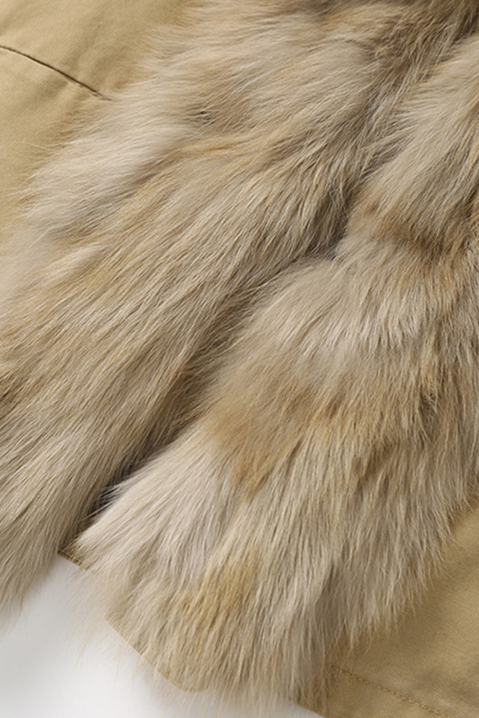 100 White Goose Down Parka with Genuine Fox Fur Collar  Fibflx