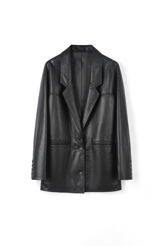 100% Leather Oversized Blazer - Fibflx