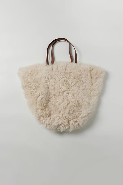 100% Wool Shearling Hobo Tote Bag Fibflx