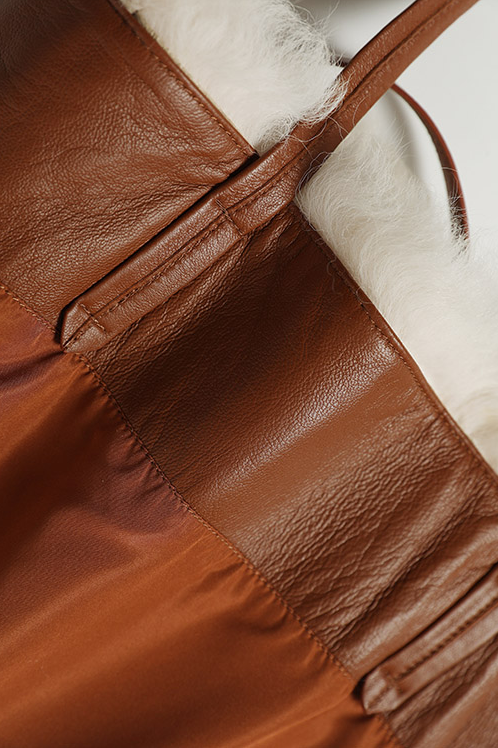 100% Wool Shearling Hobo Tote Bag Fibflx