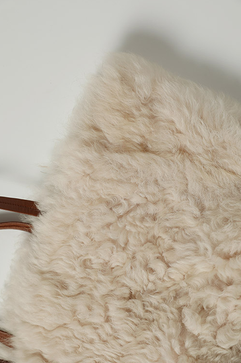 100% Wool Shearling Hobo Tote Bag Fibflx