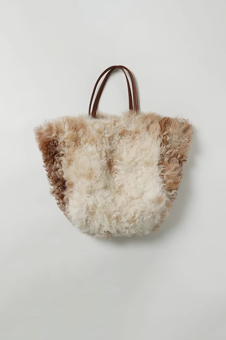 100% Wool Shearling Hobo Tote Bag Fibflx