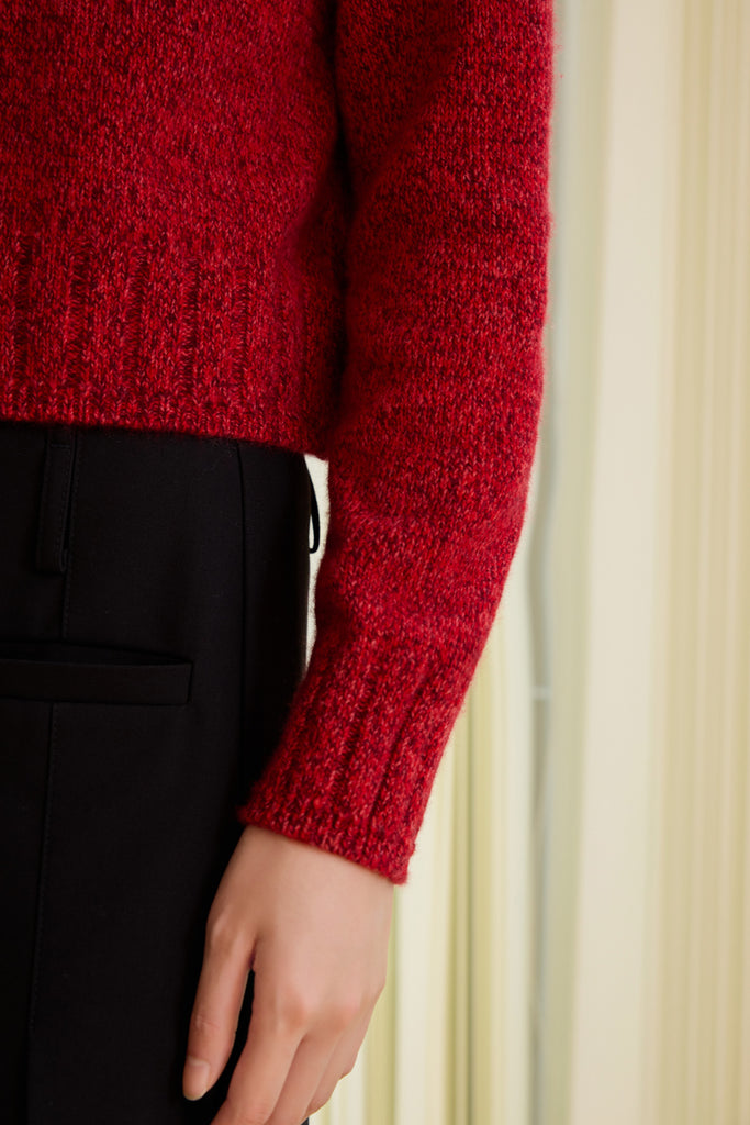 100% Cashmere Marled Button-Up Crewneck Cardigan  Fibflx