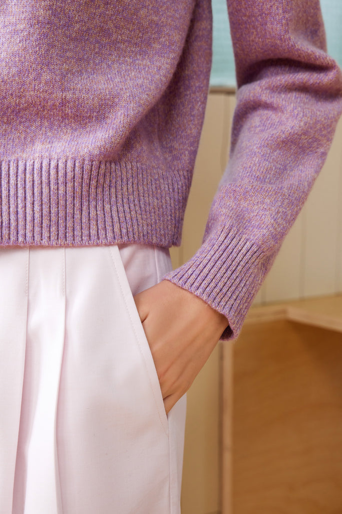 100% Cashmere Marled Double-Zip Mock-Neck Cardigan  Fibflx