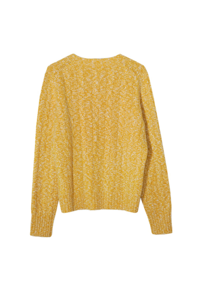 100% Cashmere Marled Slub Cable Crewneck Sweater  Fibflx