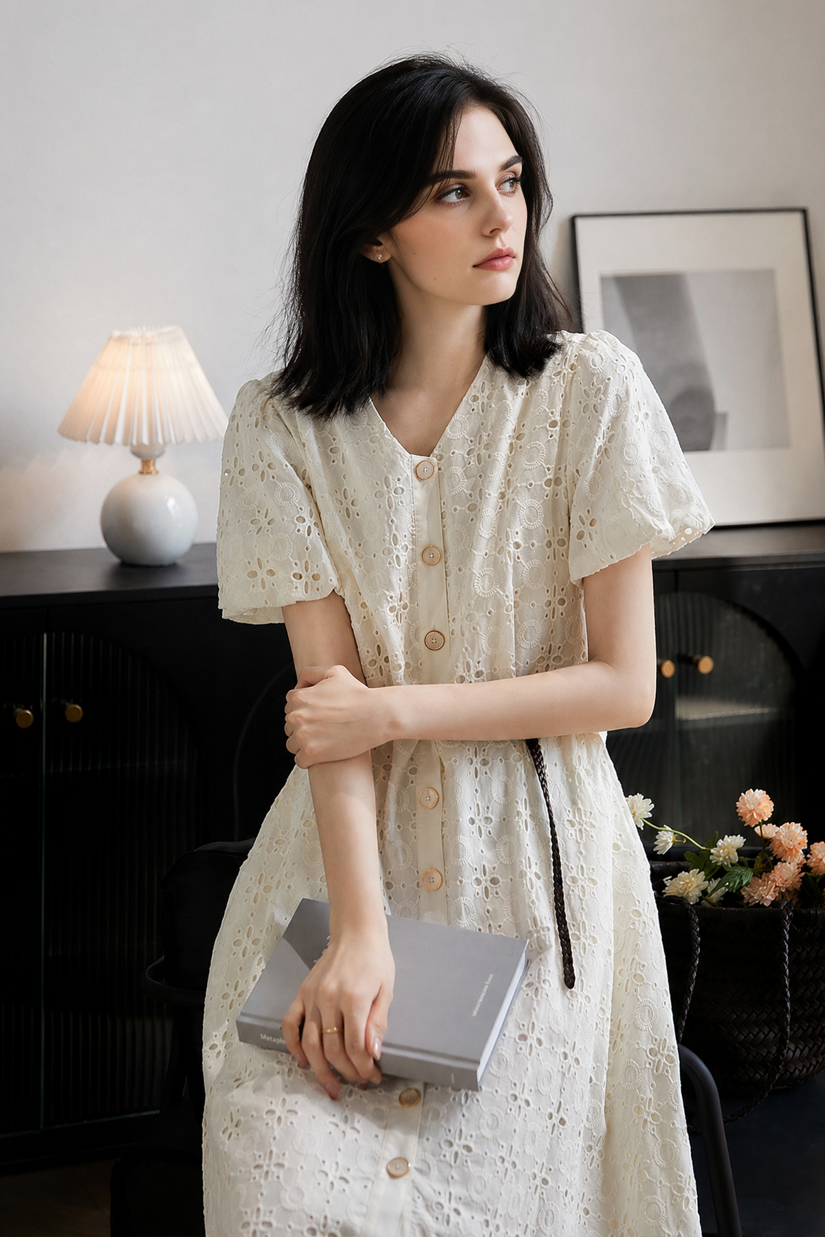eyelet fit and flare dress Eyelet Fit & Flare Dress | Cotton (Star White)