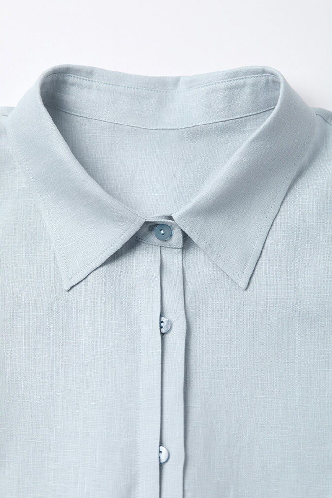 100% European Linen Relaxed Short-Sleeve Shirt  Fibflx