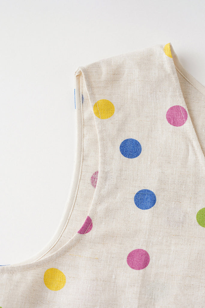100% Heavy Linen Polka Dot Shell Tank Top  Fibflx