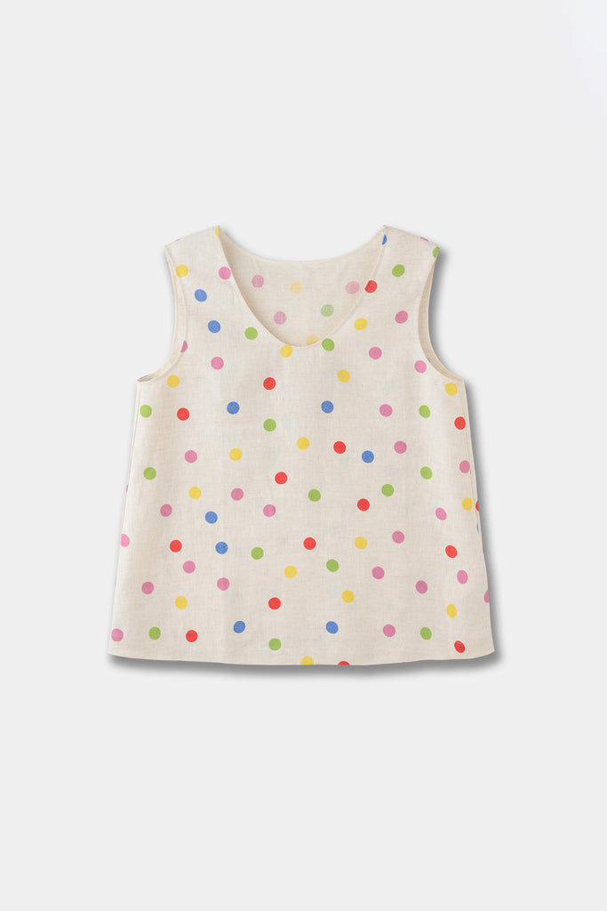 100% Heavy Linen Polka Dot Shell Tank Top  Fibflx