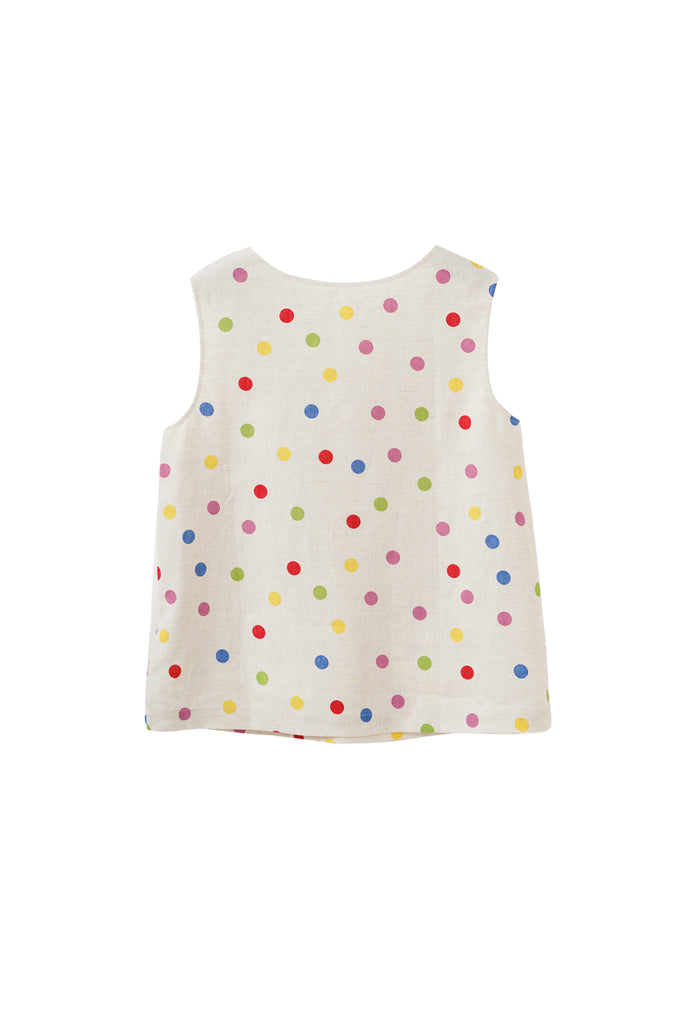 100% Heavy Linen Polka Dot Shell Tank Top  Fibflx