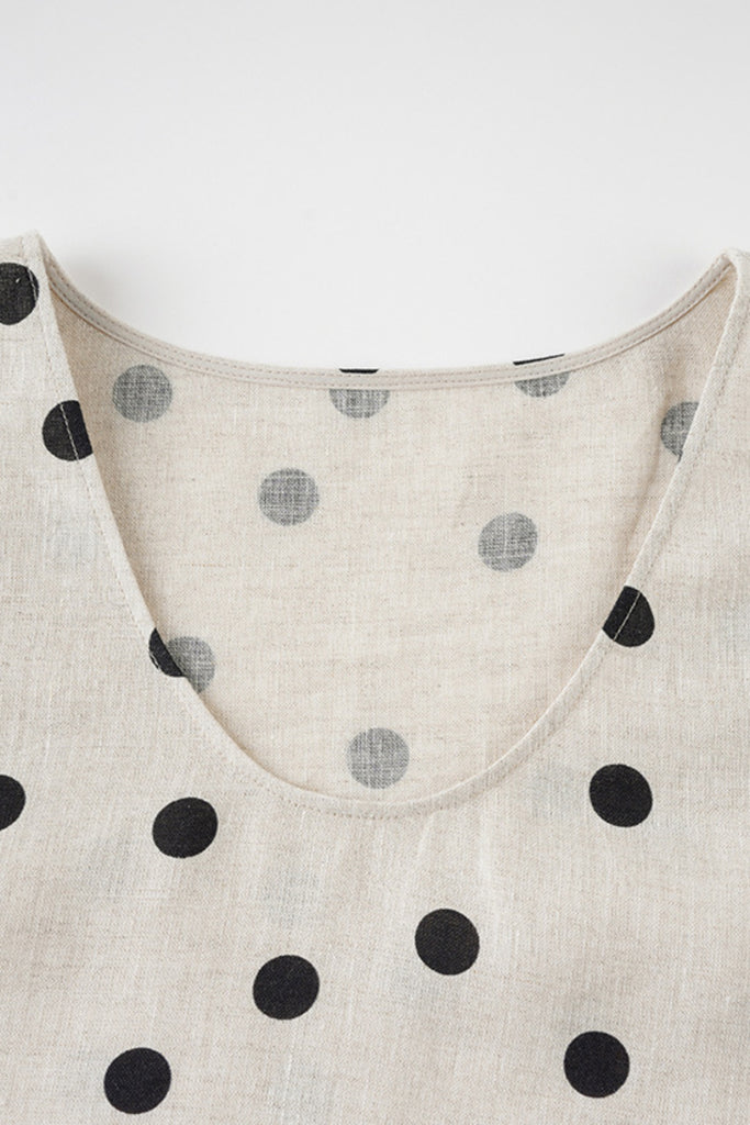 100% Heavy Linen Polka Dot Shell Tank Top  Fibflx