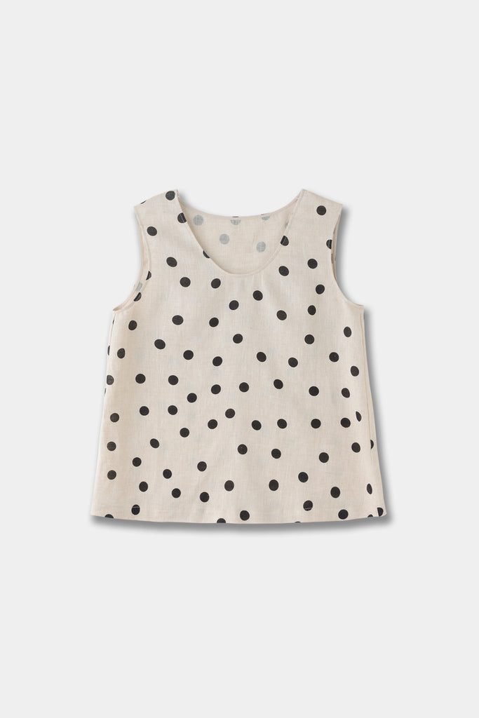 100% Heavy Linen Polka Dot Shell Tank Top  Fibflx
