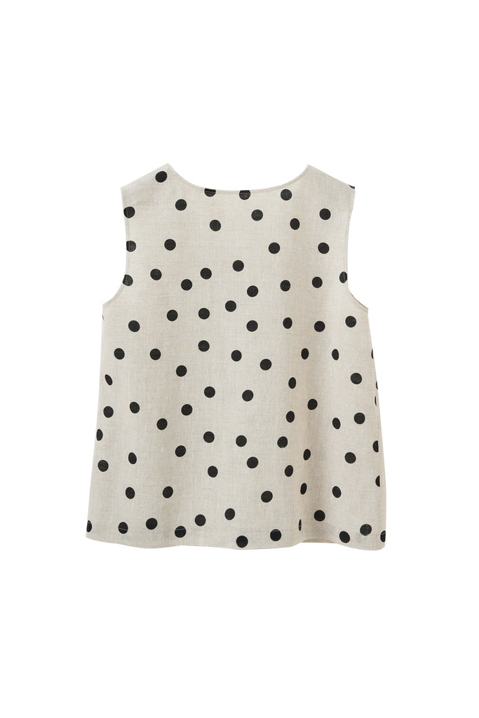 100% Heavy Linen Polka Dot Shell Tank Top  Fibflx