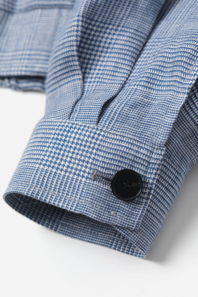 Italian Solbiati Linen Glen Check Double-Zip Bomber Jacket  Fibflx