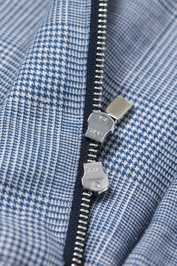 Italian Solbiati Linen Glen Check Double-Zip Bomber Jacket  Fibflx