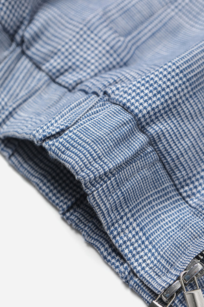 Italian Solbiati Linen Glen Check Double-Zip Bomber Jacket  Fibflx