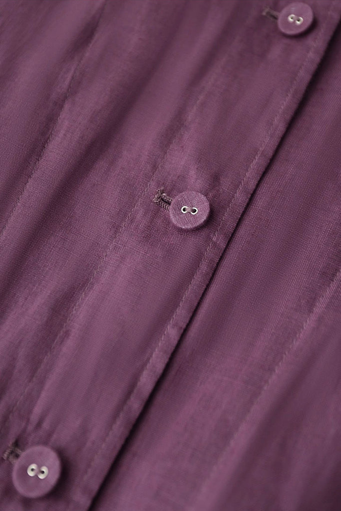 100% Linen Collarless Button-Up Jacket  Fibflx