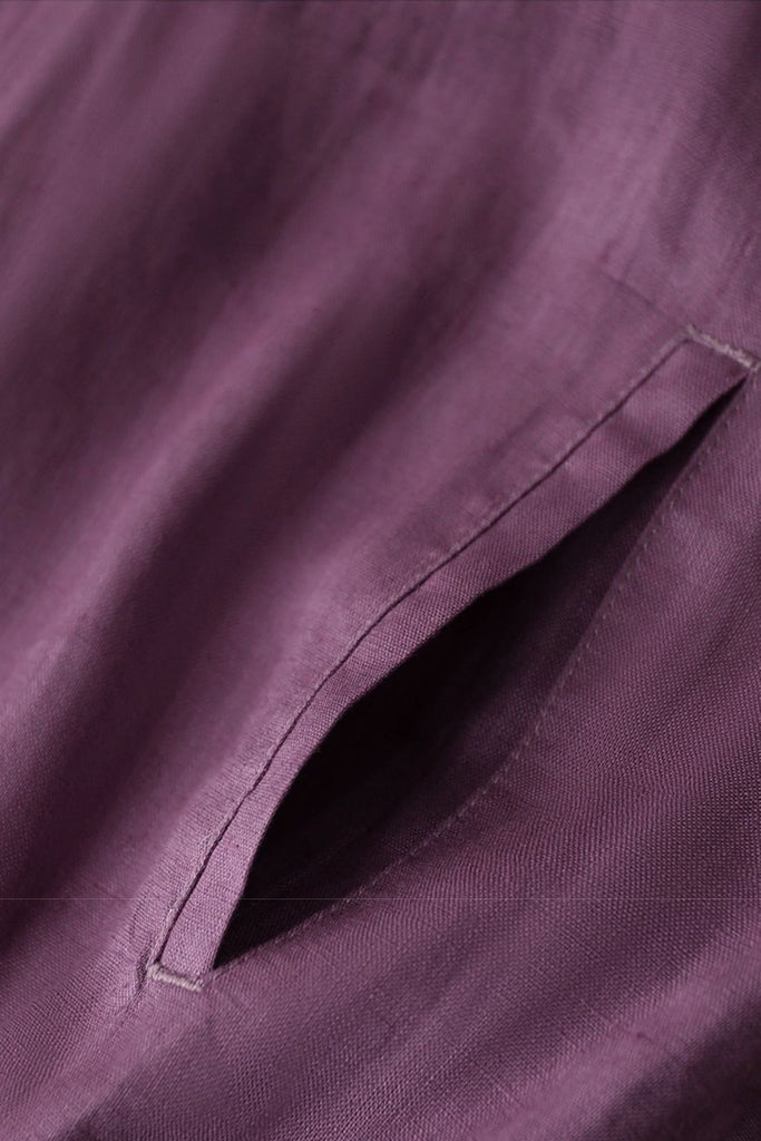 100% Linen Collarless Button-Up Jacket  Fibflx