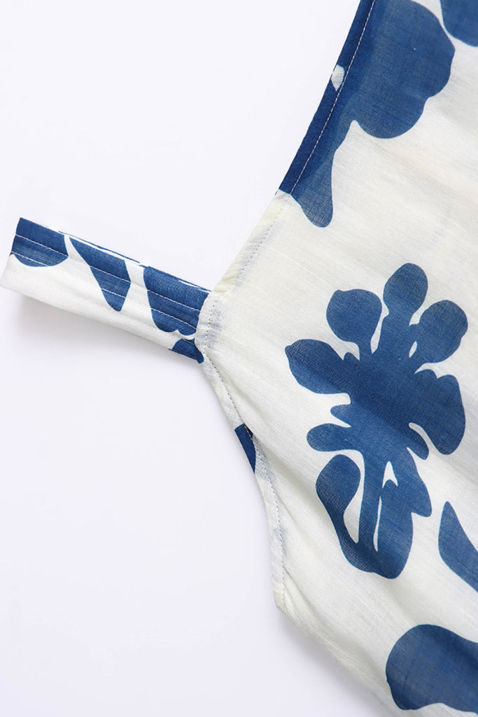 100% Linen Floral Fit & Flare Midi Dress with Pockets  Fibflx