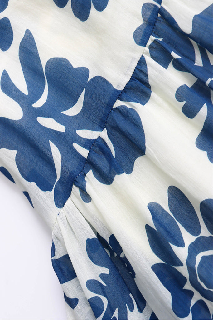 100% Linen Floral Fit & Flare Midi Dress with Pockets  Fibflx