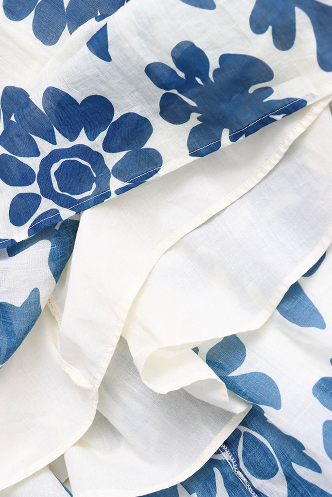 100% Linen Floral Fit & Flare Midi Dress with Pockets  Fibflx