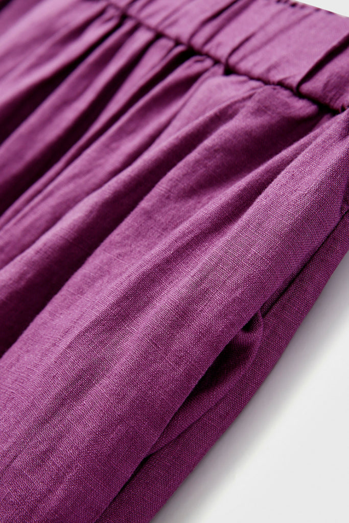 100% Linen Pleated Crop Balloon Pants  Fibflx