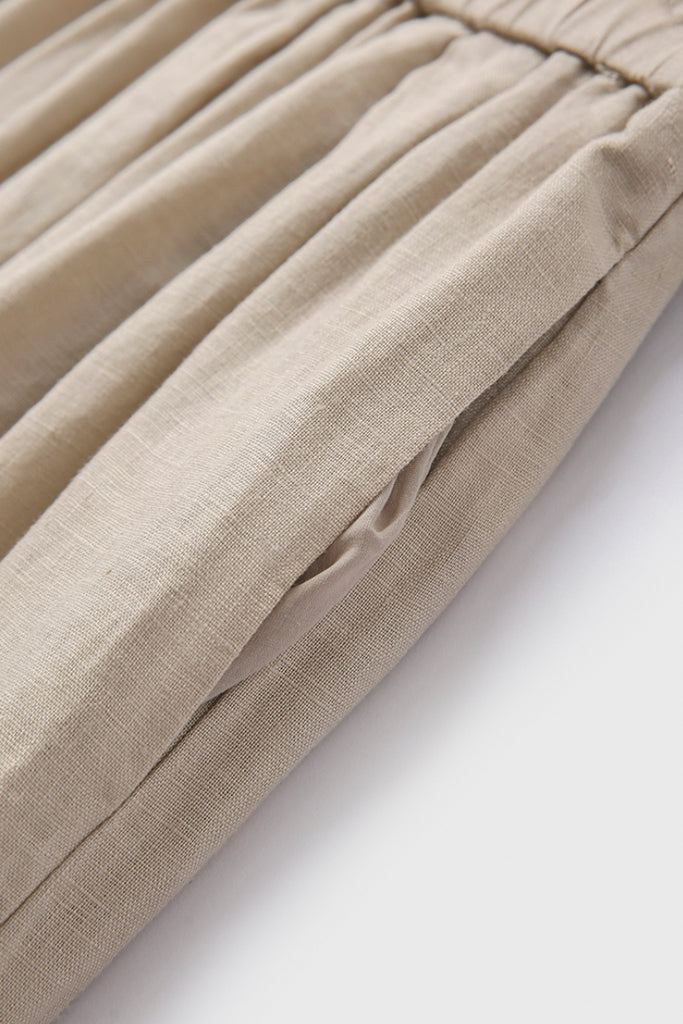 100% Linen Pleated Crop Balloon Pants  Fibflx